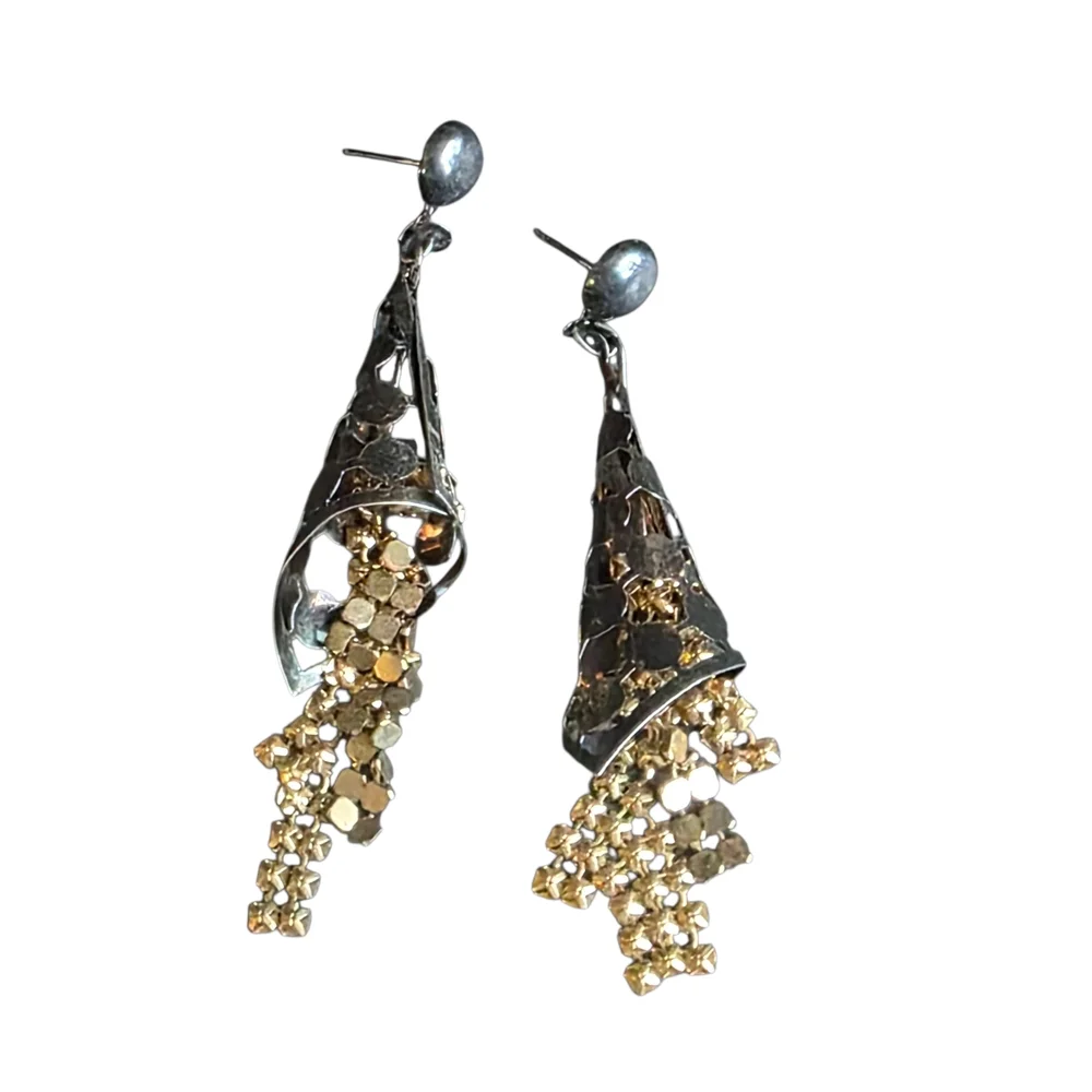 Silver & Gold Tone Dangle Earrings